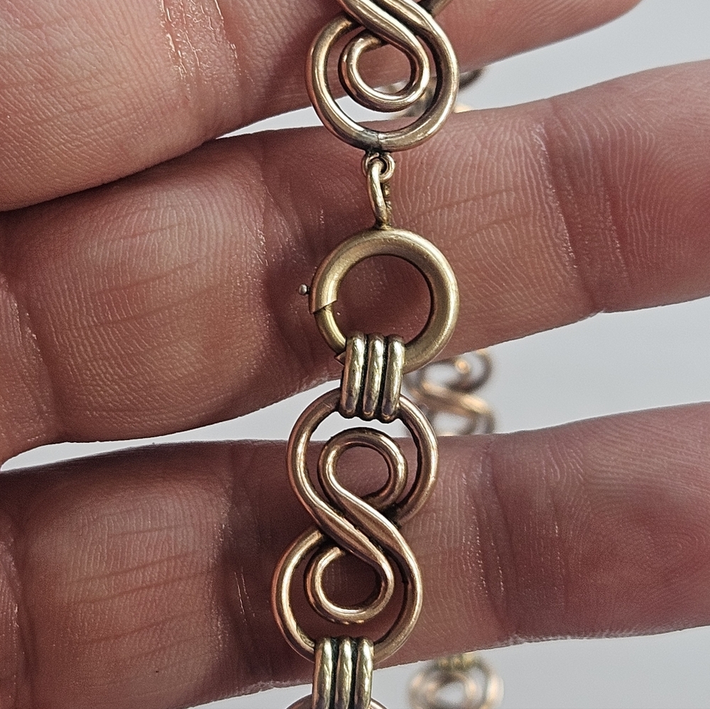 Victorian 14k Yellow & Rose Gold Filled Unique Link Heavy 32g 16.5" Necklace - Picture 3 of 7